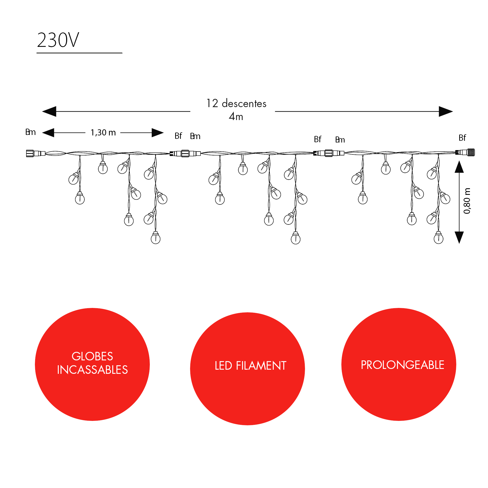 Frise tradition fixe H0,80 x L4m - 230V